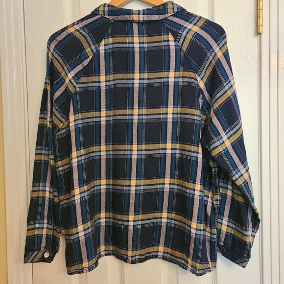 J Jill Womens Plaid Long Sleeve V-Neck Button Up Top Soft Modal Western Size S - Picture 6 of 10